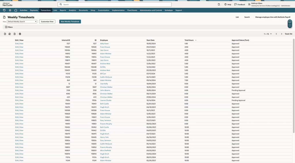 NetSuite Time Tracking