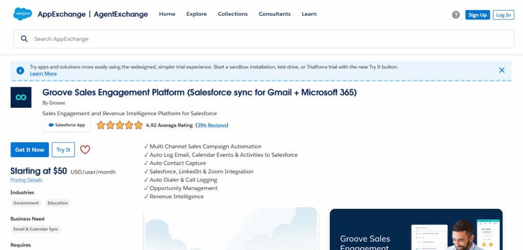 Groove Sales Engagement Platform (Salesforce sync for Gmail + Microsoft 365)