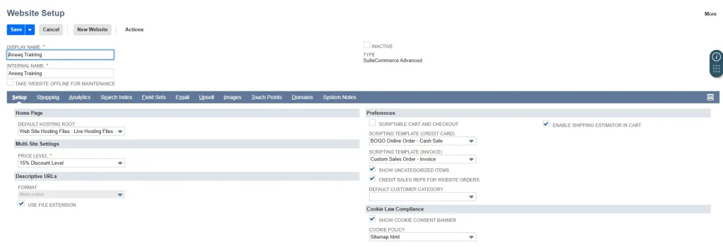 website setup