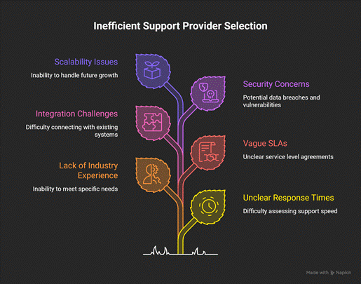Inefficient support Provider selection