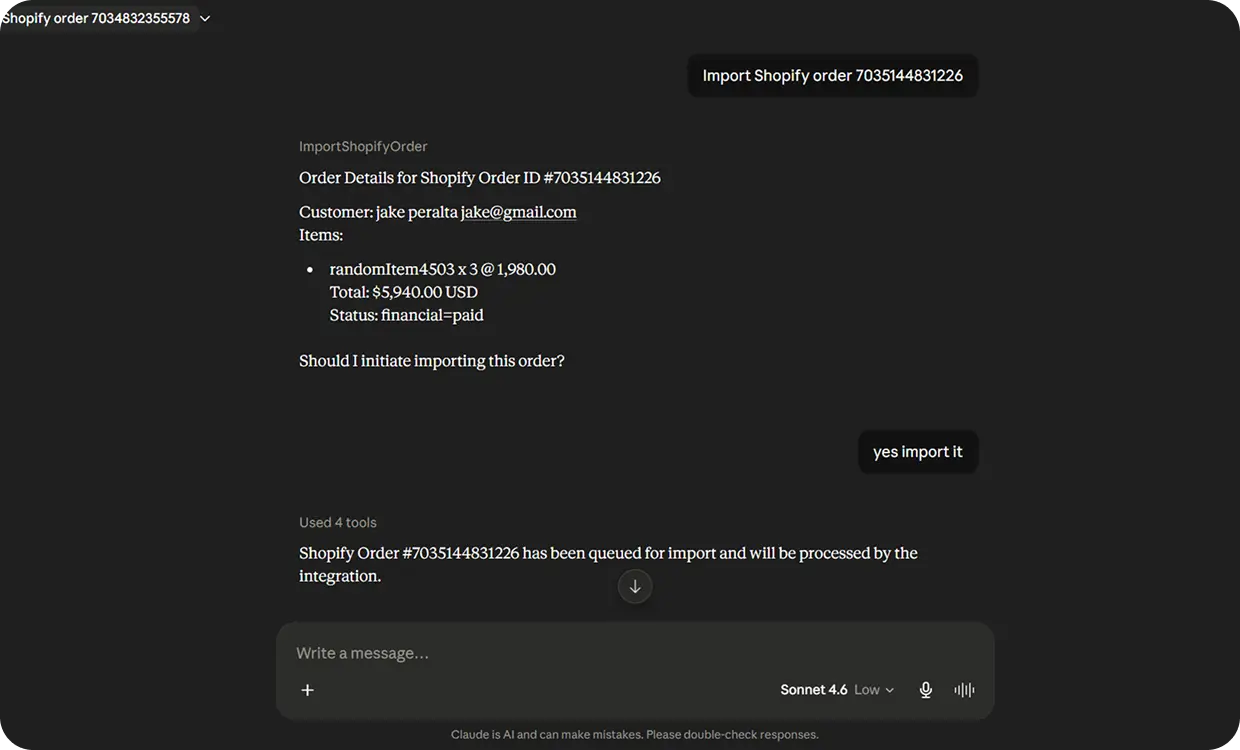 Shopify order
