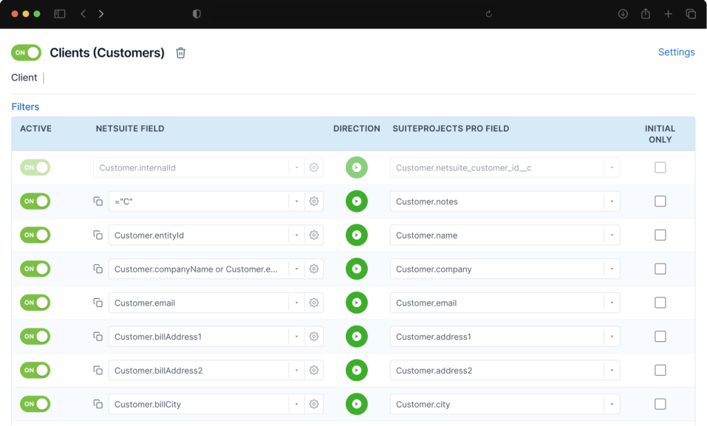 Field Mapping and Sync Configuration