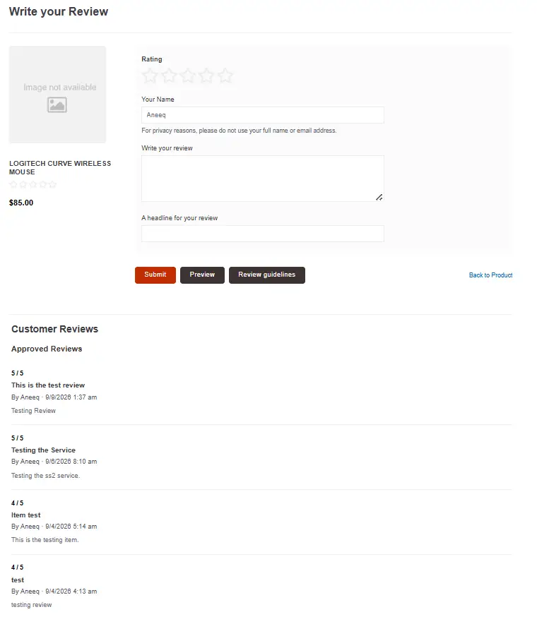 item-review form