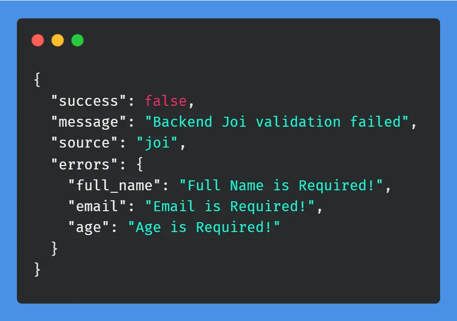 backend joi validation failed