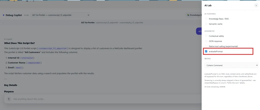 The Evaluate Prompt