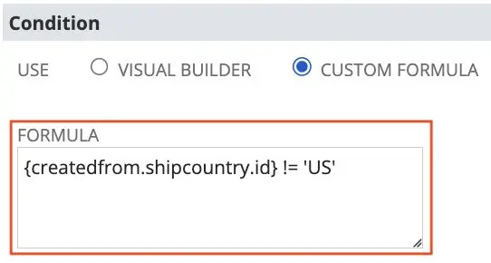 Workflow Custom Formula used to distinguish international RMAs